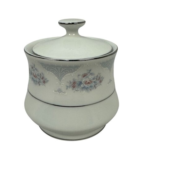 Sapphire By Silverie Sugar Bowl W/Lid Pink Blue White Flowers Platinum Trim - Picture 2 of 8